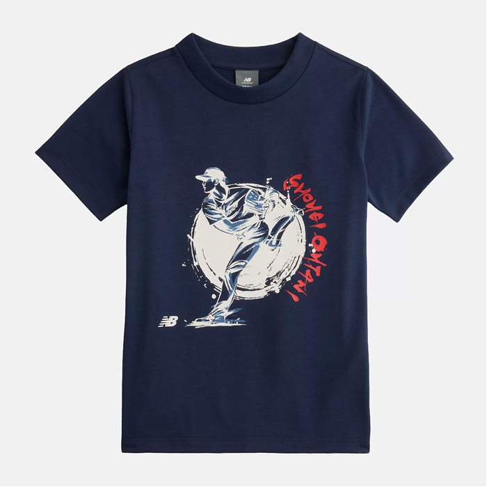 野球 ニューバランス ジュニアＴシャツ 大谷翔平キッズグラフィック NewBalance こども 半袖 ウェア スポーツ (YT6189AV-TNV)
