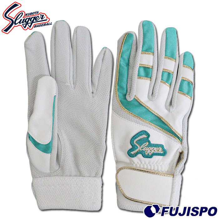 野球 久保田スラッガー バッティング手袋 KUBOTA Slugger バッティンググラブ バッティング手袋 両手 (LT25-H1-WHT-EME)
