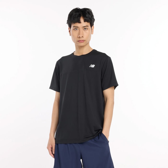 ニューバランス Sport カラーブロックTシャツ NewBalance サッカー フットサル プラクティスシャツ プラシャツ 半袖 トレーニングウェア 大人 (AMT53400-BK)