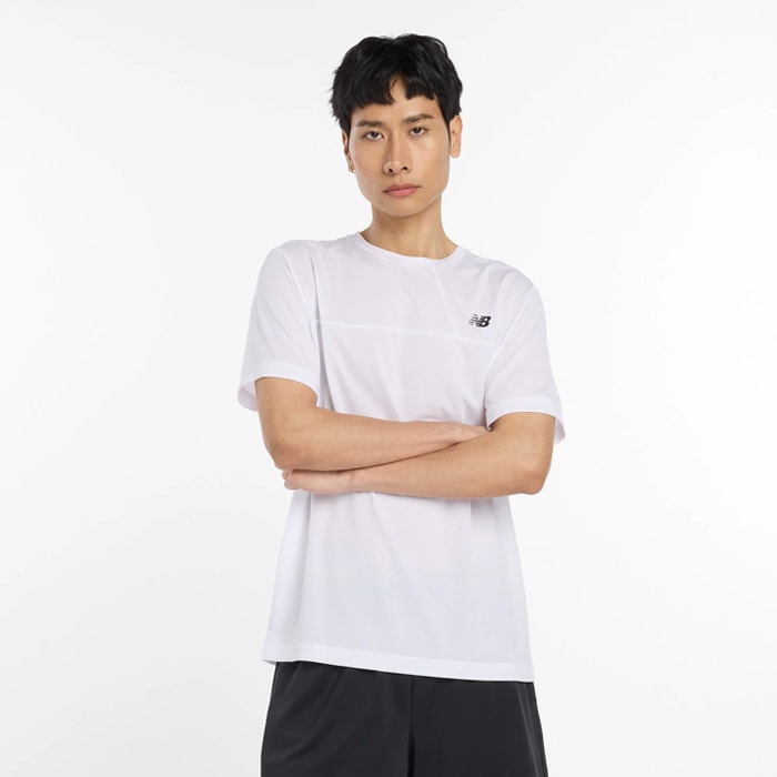 ニューバランス Sport カラーブロックTシャツ NewBalance サッカー フットサル プラクティスシャツ プラシャツ 半袖 トレーニングウェア 大人 (AMT53400-WT)