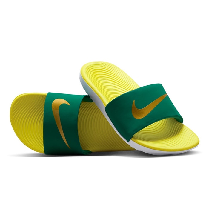 ナイキ カワ キッズ スライド GS/PS NIKE サンダル シャワーサンダル スポーツサンダル スポーツ カジュアル ジュニア 子供 マラカイト/ソニックイエロー/ホワイト/メタリックゴールド (FJ8812-301)