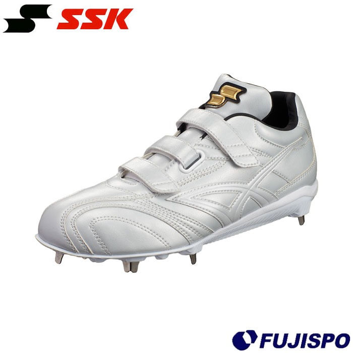 野球 エスエスケイ 金具スパイク プロエッジ AG-FVW SSK 野球スパイク 金具 ベルトタイプ 白スパ 中学生 高校生 ホワイト/ホワイト (ESF3261FVW-1010)