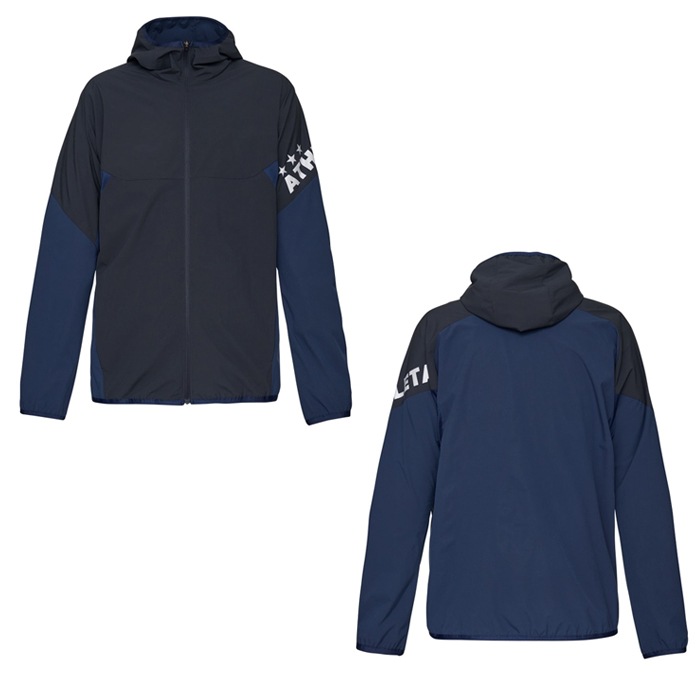ATHLETA フード付きジャージ 上下セット ネイビー Oサイズ ATHLETA アスレタ ATHLETA トレーニングハーフZIPジャージ 上下