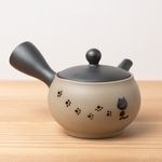 常滑焼 山房黒泥丸型小ネコ急須 300ml