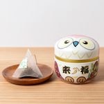 鈴子缶　ふくろう　ピンク｜ティーバッグギフト｜紙袋付き