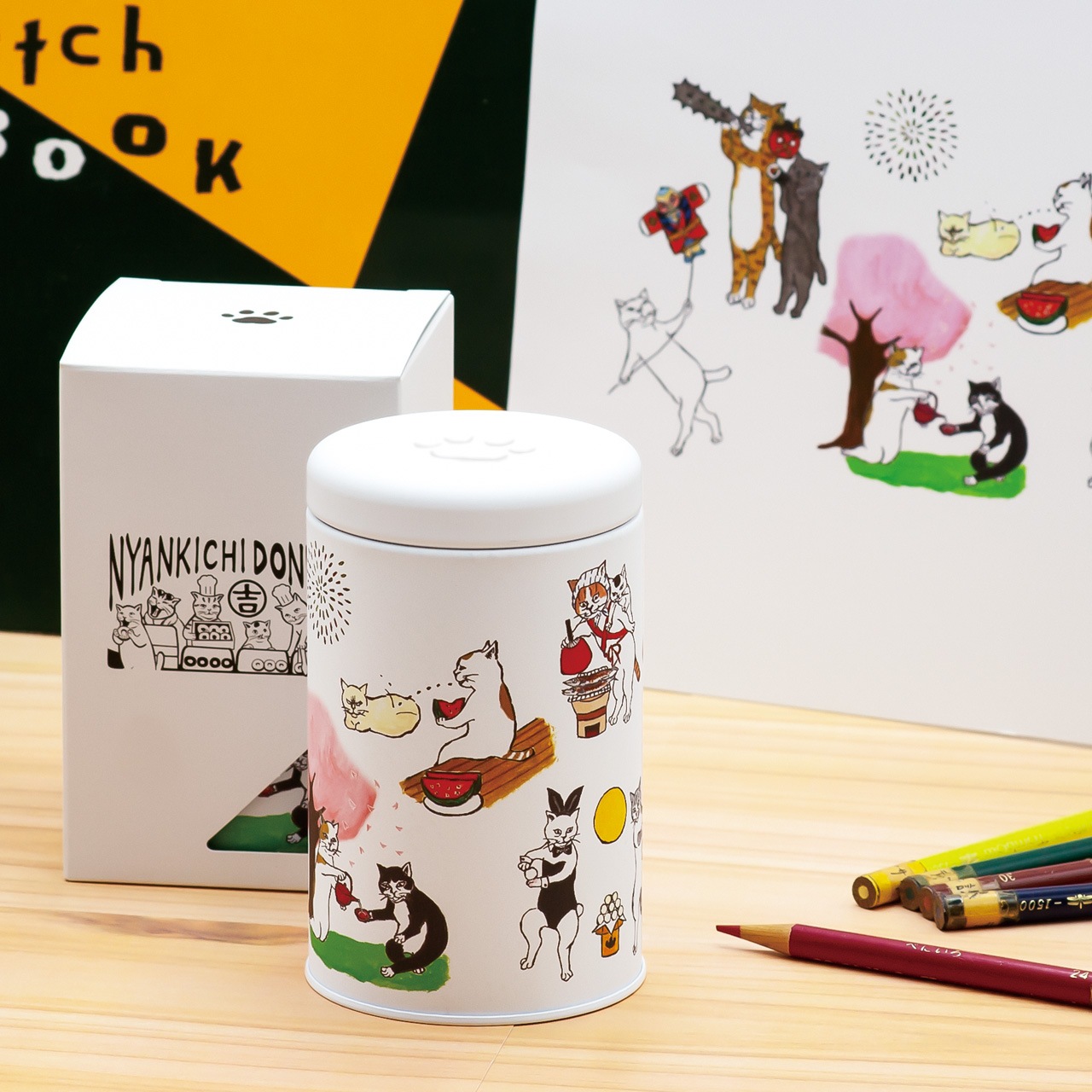 ネコカン にゃん吉ドーナツ｜茶缶の通販｜藤田茶園