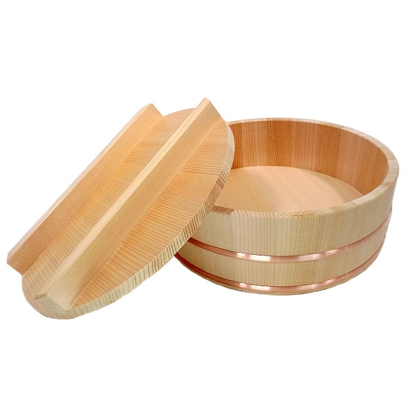 天然木製 寿司桶 大半切 ステンレスタガ 底竹補強付 7升 天然木製