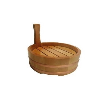 未使用品　７個　片手盛桶 (目皿なし) 木製 外径φ145　保管品 2 椹・岡持（目皿なし） 尺0（商品番号21-199-04）