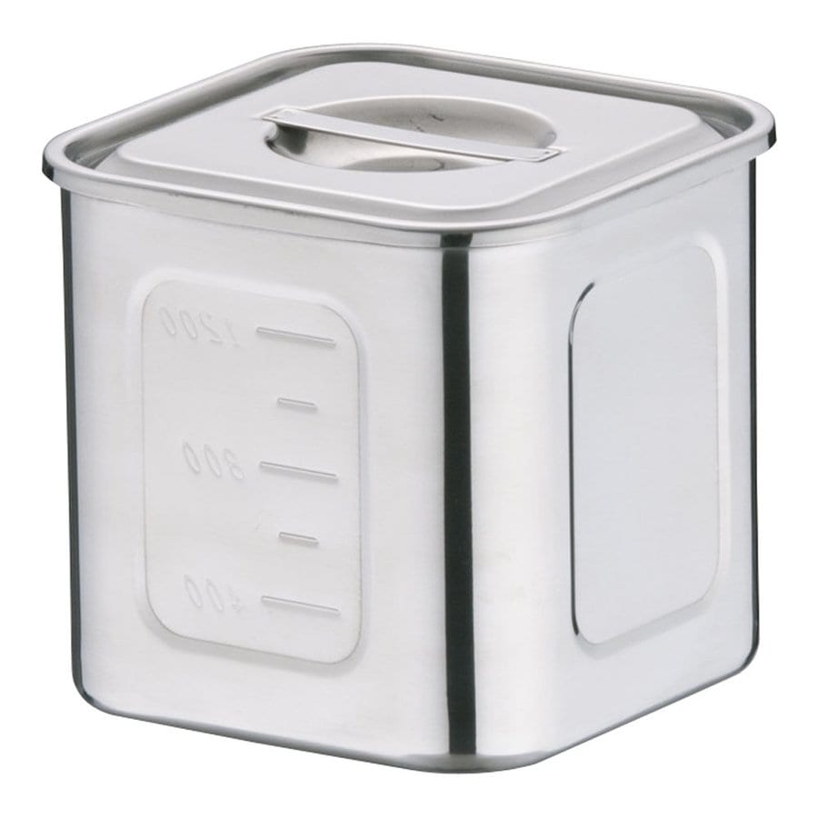 モリブデン深型角キッチンポット　目盛付　19.5cm&18cmセット モリブデン 深型 角キッチンポット目盛付