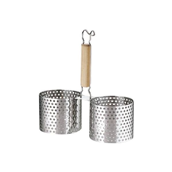 18-8 木柄かき揚げリング 2連｜藤田道具