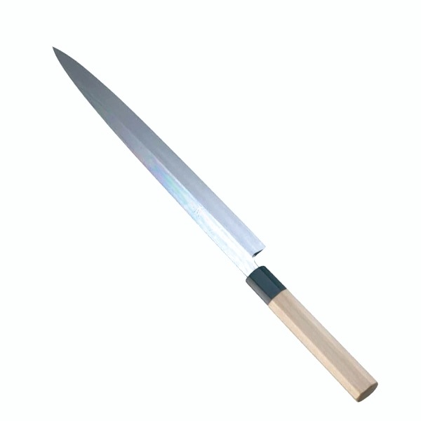 佐文 本焼 鏡面仕上 ふぐ引 (木製サヤ付)(片刃) 30cm