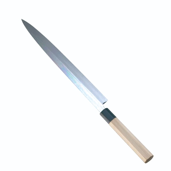 佐文 本焼 鏡面仕上 ふぐ引 (木製サヤ付)(片刃) 30cm