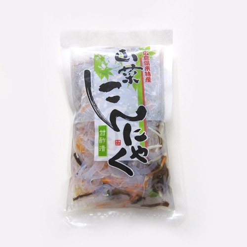 こんにゃくと山菜を甘酢で混ぜ合わせた「山菜こんにゃく」