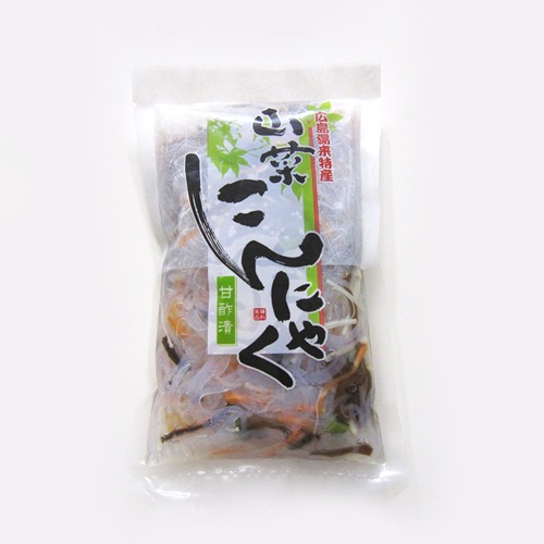 こんにゃくと山菜を甘酢で混ぜ合わせた「山菜こんにゃく」