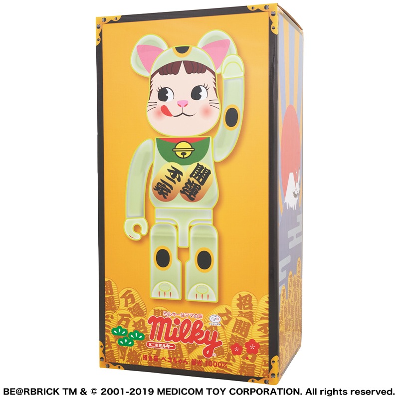 不二家オンライン抽選当選品 BE@RBRICK  招き猫 ペコちゃん 蛍光グリー 不二家オンライン抽選当選品 BE@RBRICK 招き猫 ペコちゃん 蛍光