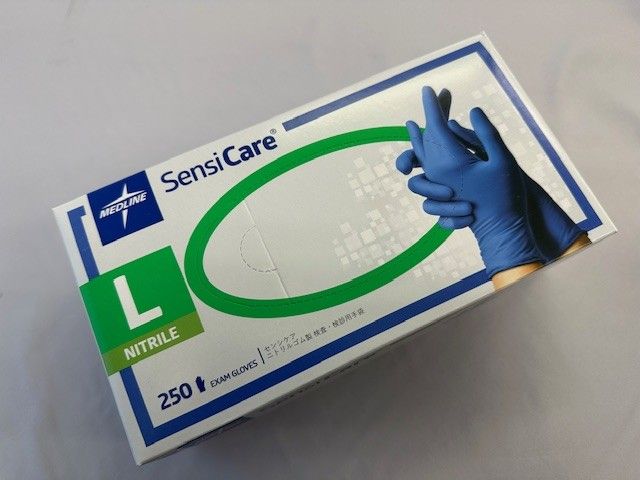 センシケア ニトリルグローブ ブルー 粉なし Lサイズ（250枚入）