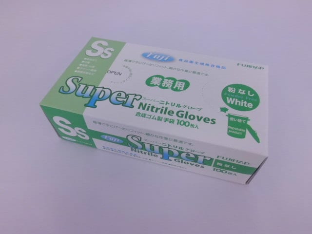 じょせふ　フジニトリル　白S 新規受付不可】フジ スーパーニトリルグローブ 粉付 ホワイト Sサイズ