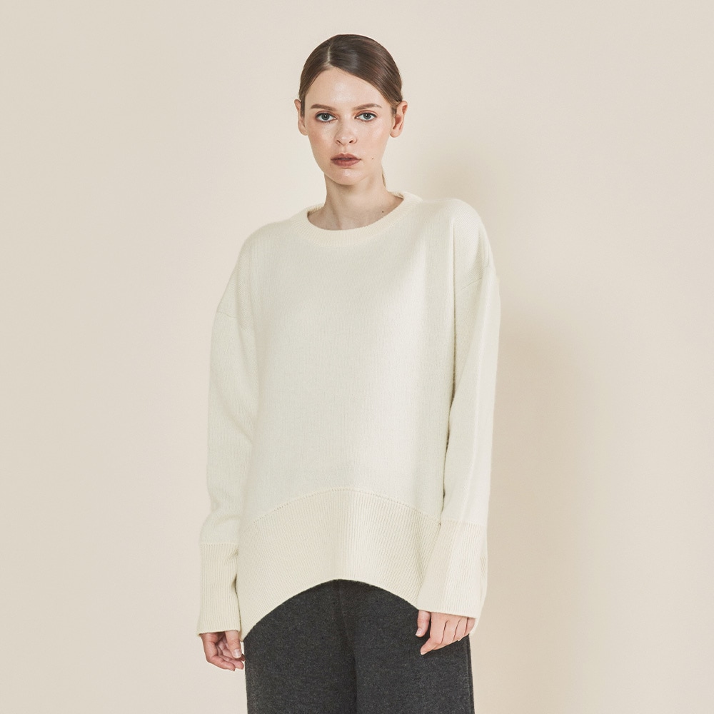 カシミヤ100％ Wフェイスクルーネック | Women's Knit | FUKAKINET