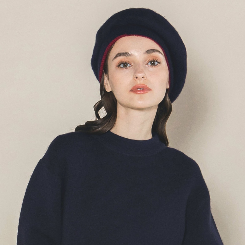 【AnSPINNEN】カシミア100%　ベレー帽 AnSPINNEN】カシミア100% ベレー帽 カシミヤ100％ リバーシブル