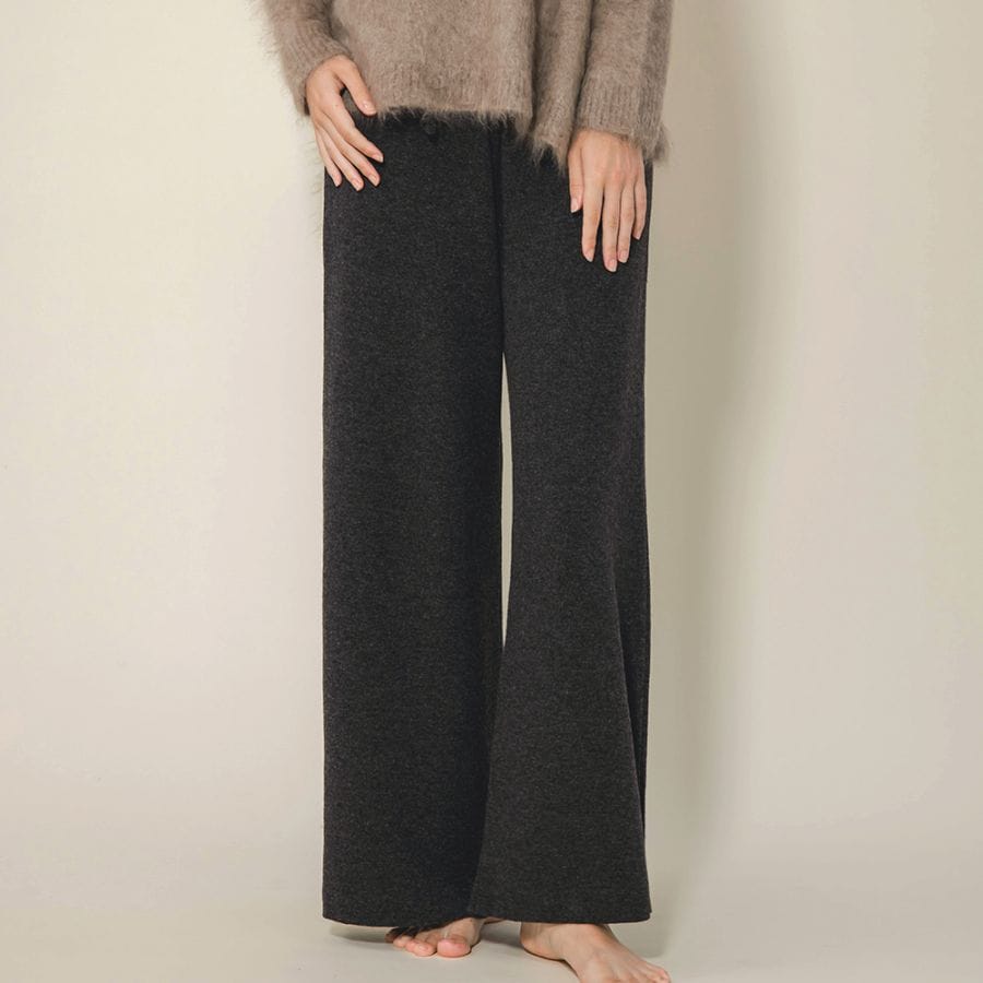 カシミヤ１００％　Ｗフェイスワイドパンツ