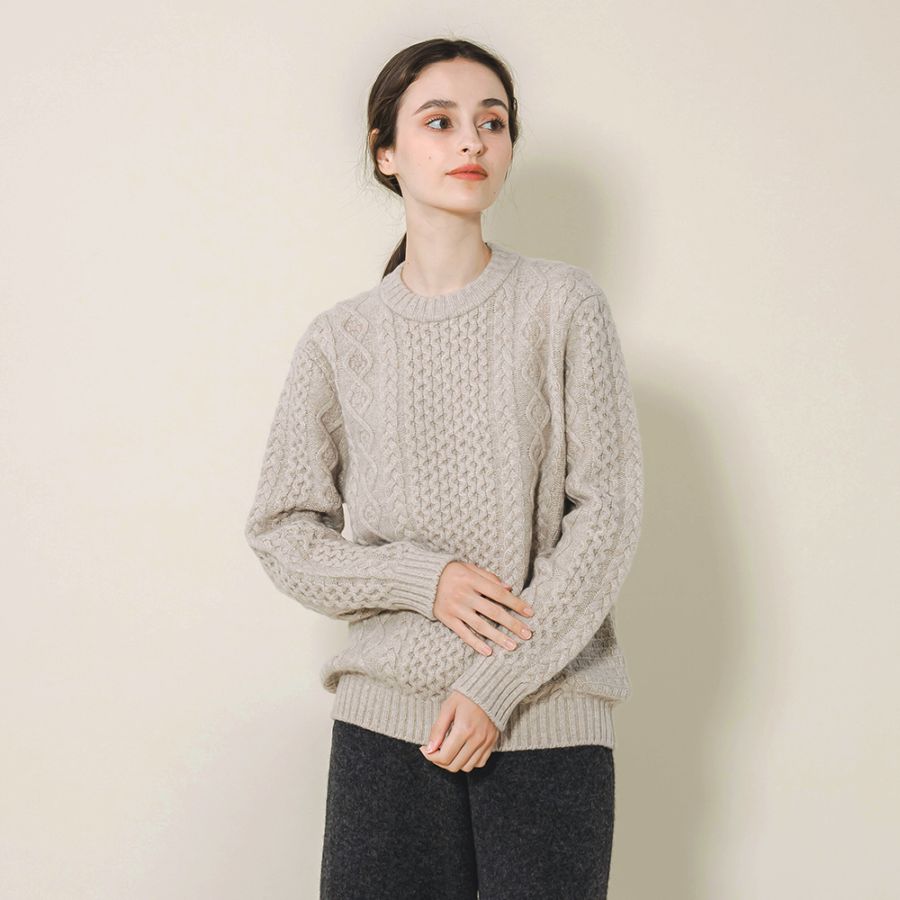 カシミヤ１００％　クラシックアランクルーネック