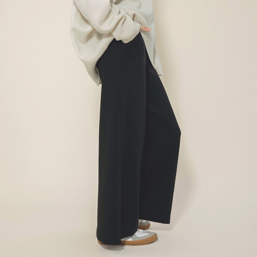 カシミヤ１００％　Ｗフェイスワイドパンツ