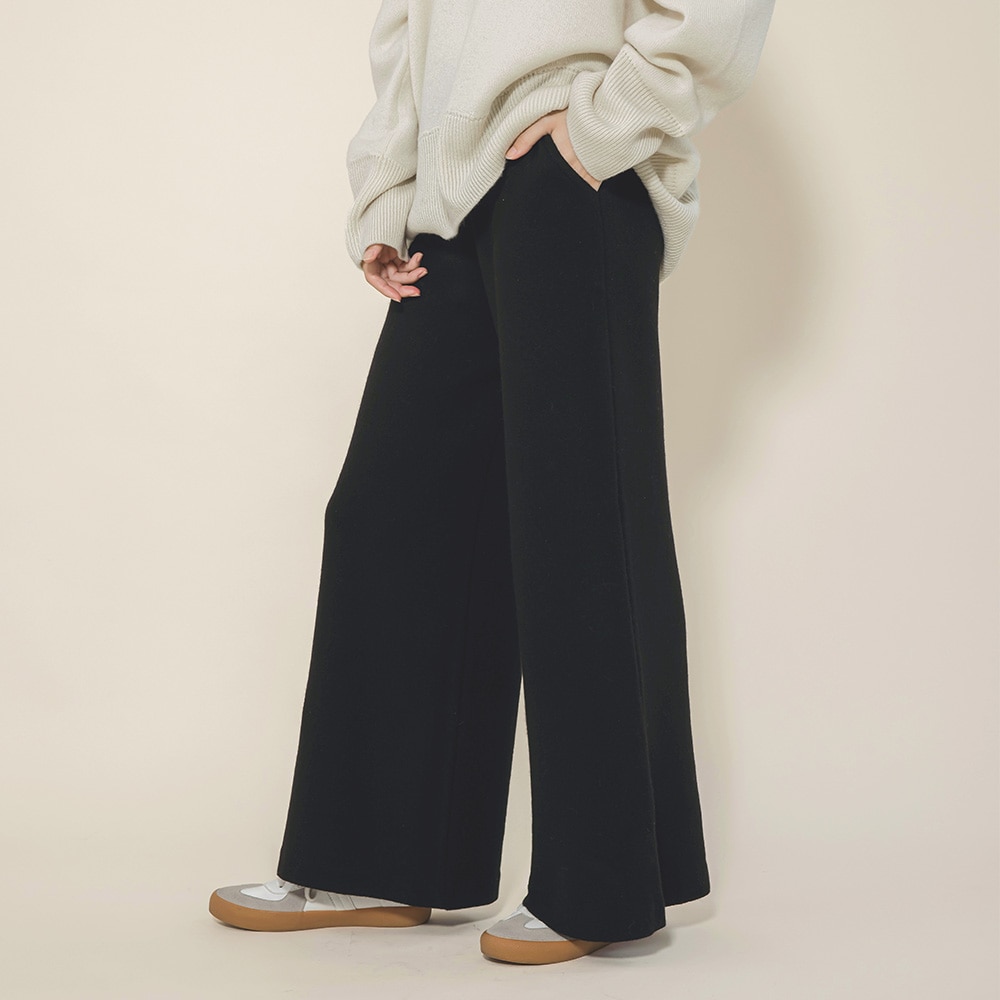 カシミヤ１００％　Ｗフェイスワイドパンツ