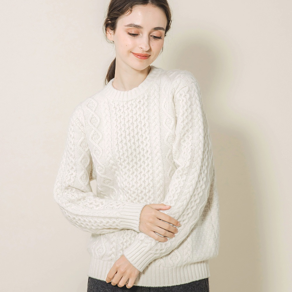 カシミヤ１００％　クラシックアランクルーネック