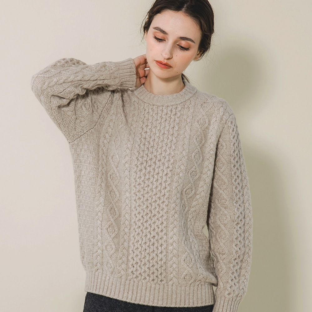 カシミヤ１００％　クラシックアランクルーネック