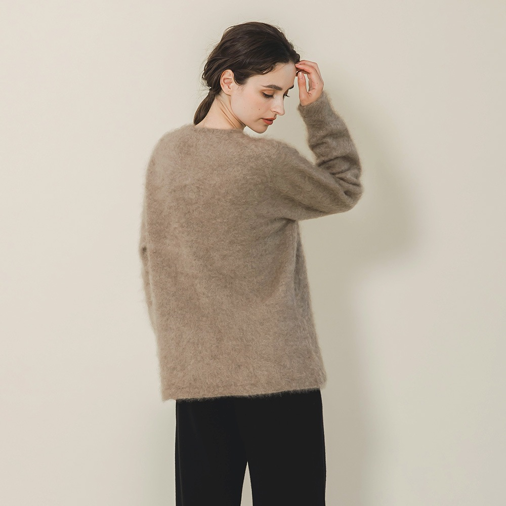 カシミヤ１００％　ファー加工カーディガン