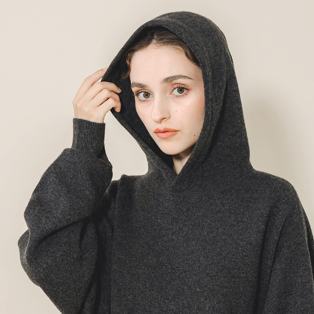 カシミヤ100％ Ｗフェイスフーディ