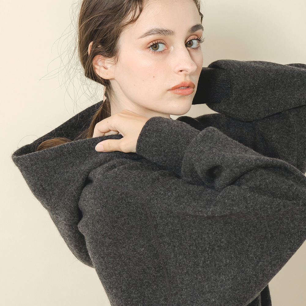 カシミヤ100％ Ｗフェイスフーディ