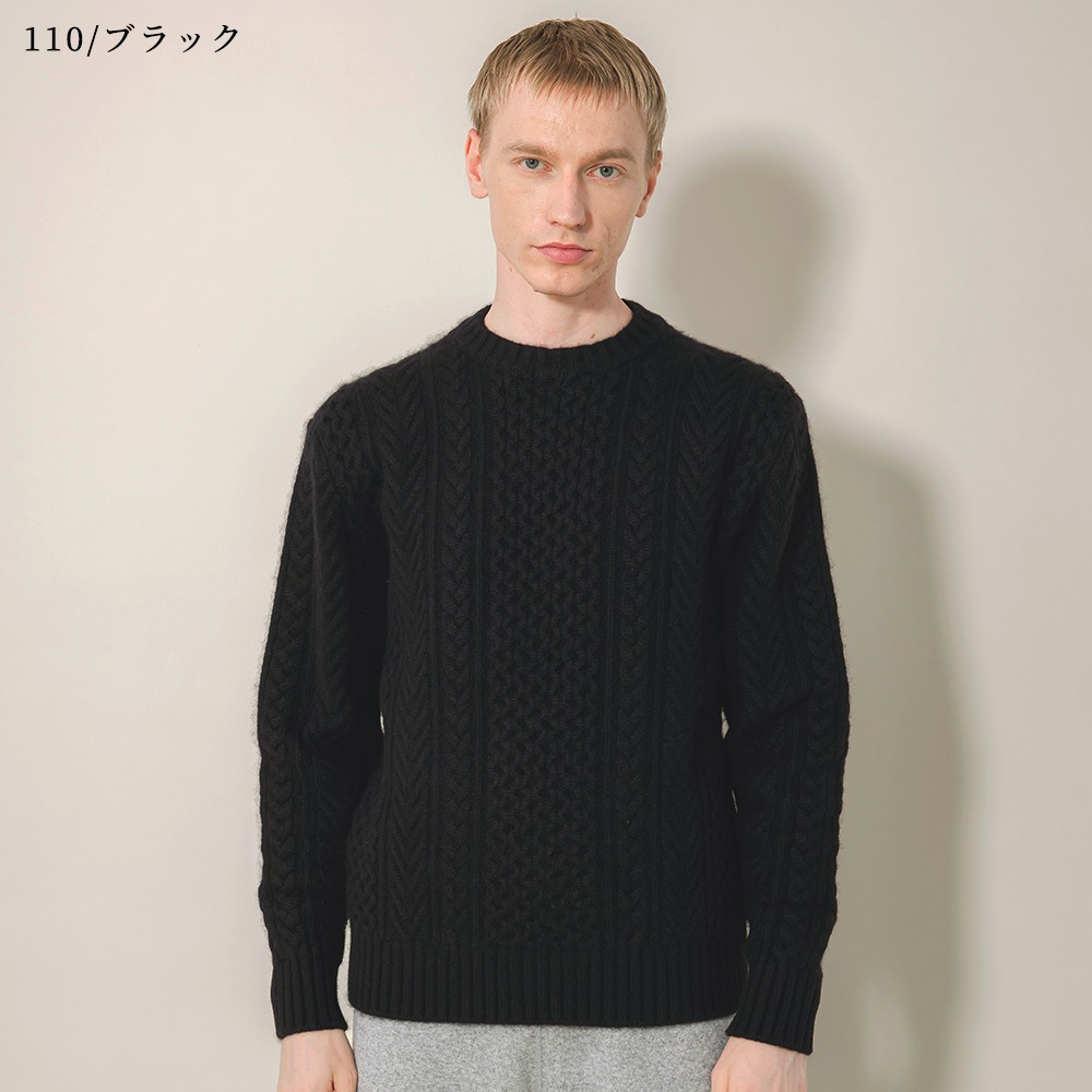 カシミヤ１００％　クラシックアランクルーネック