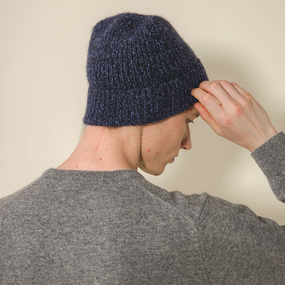 【限定商品】カシミヤ１００％　畦ビーニー 825/ブルー