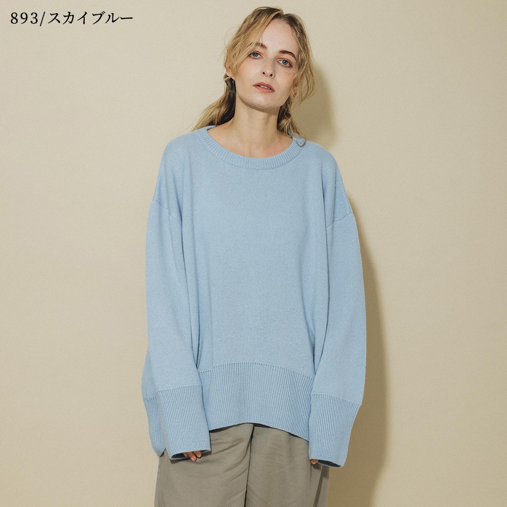 カシミヤ100％ Ｗフェイスクルーネック