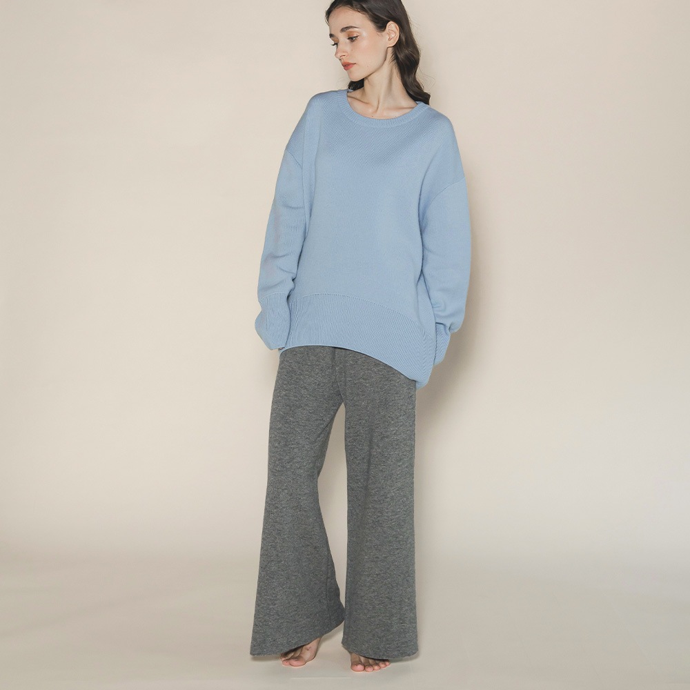 カシミヤ100％ Ｗフェイスクルーネック