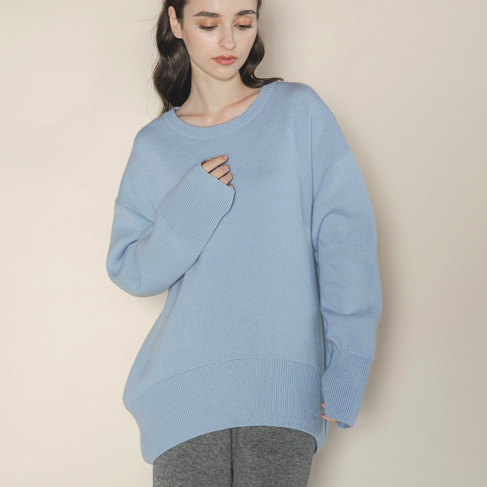 カシミヤ100％ Ｗフェイスクルーネック