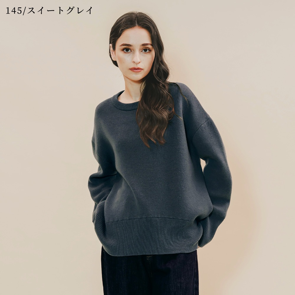 カシミヤ100％ Ｗフェイスクルーネック