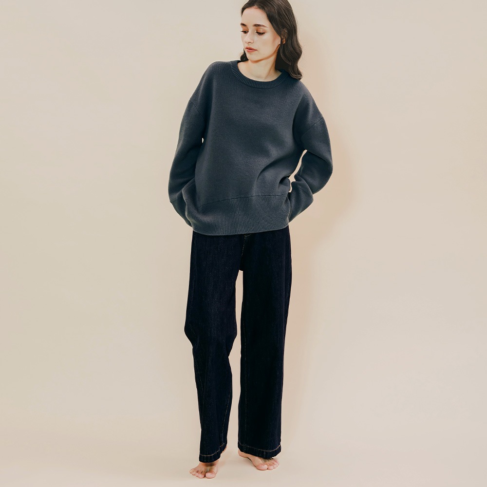 カシミヤ100％ Ｗフェイスクルーネック