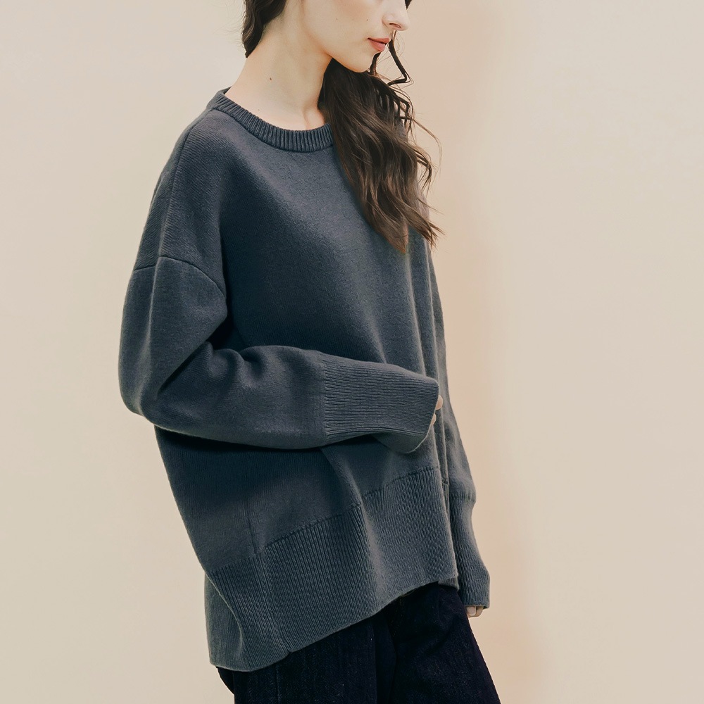 カシミヤ100％ Ｗフェイスクルーネック