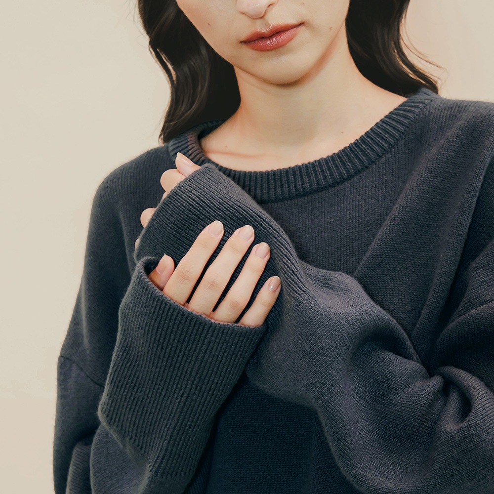 カシミヤ100％ Ｗフェイスクルーネック