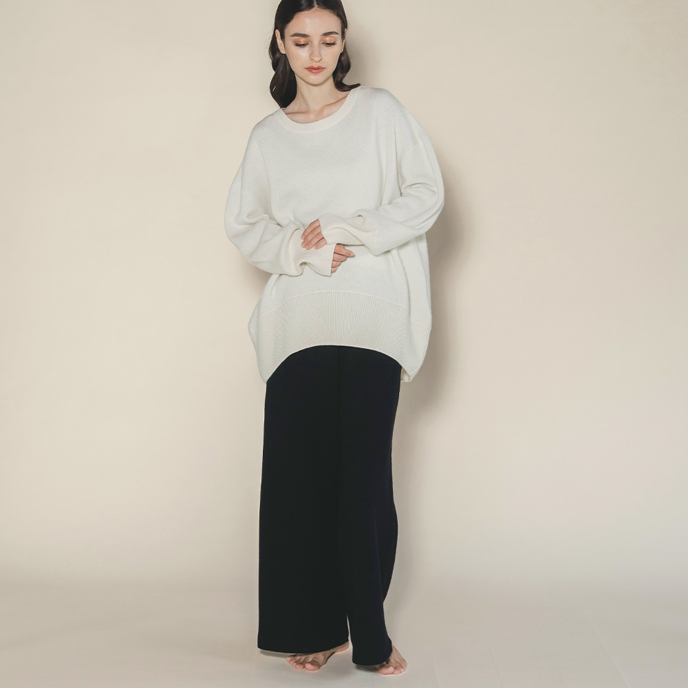 カシミヤ100％ Ｗフェイスクルーネック