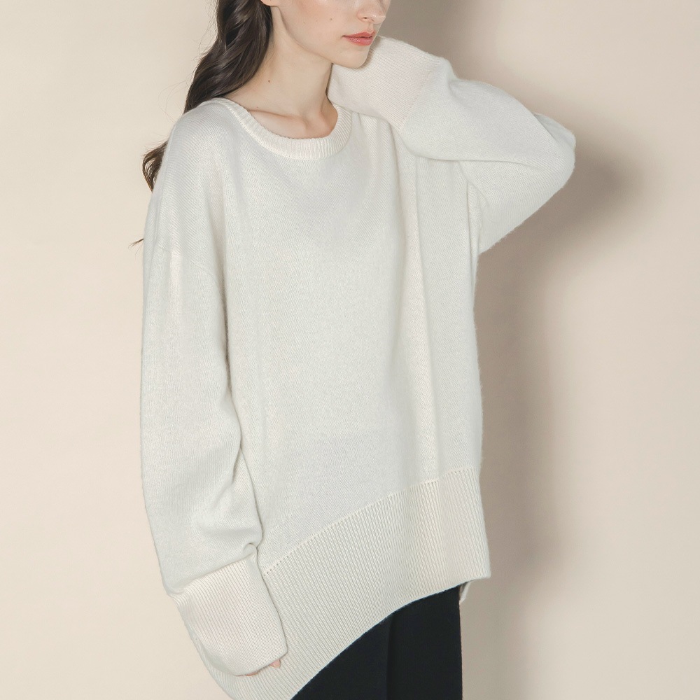 カシミヤ100％ Ｗフェイスクルーネック