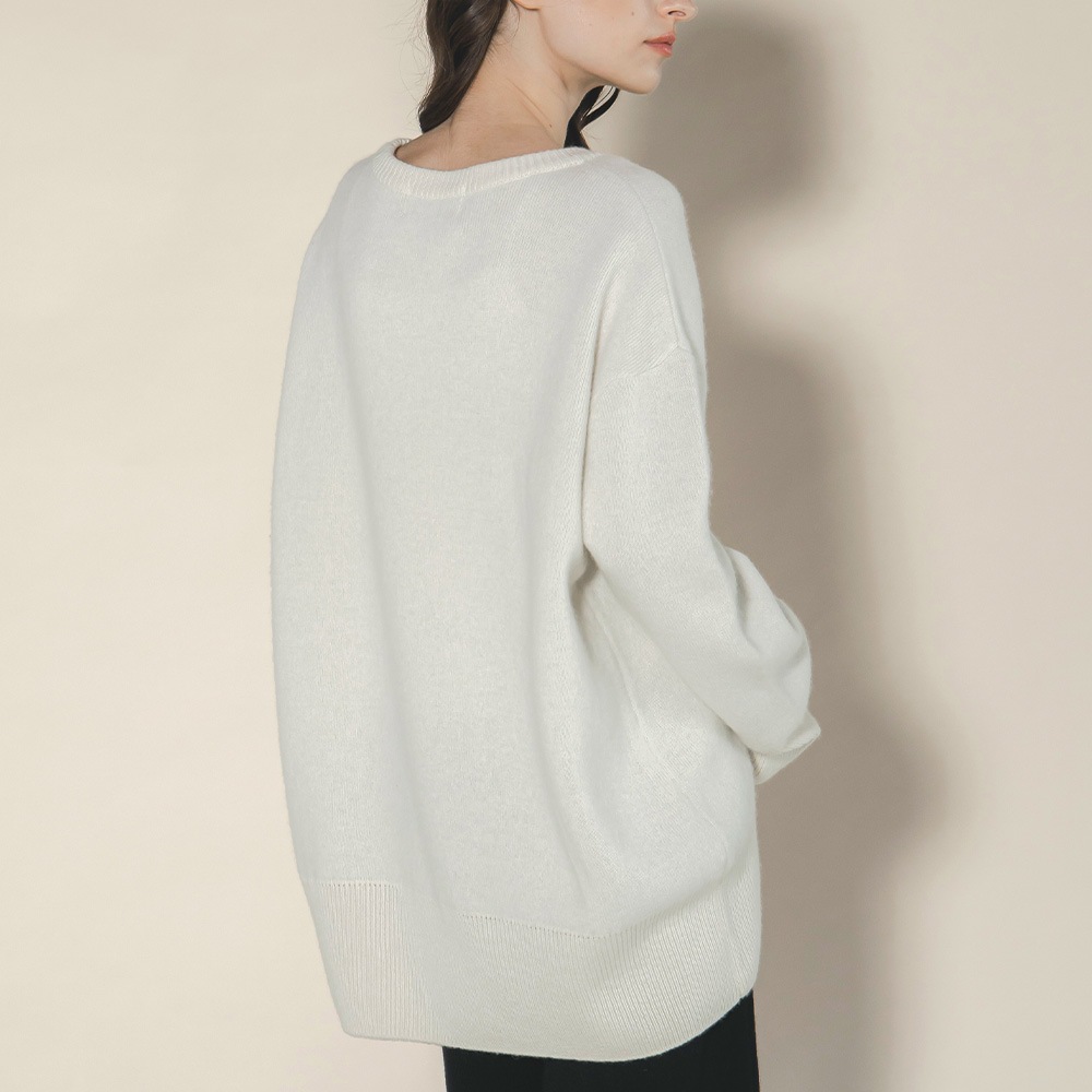 カシミヤ100％ Ｗフェイスクルーネック