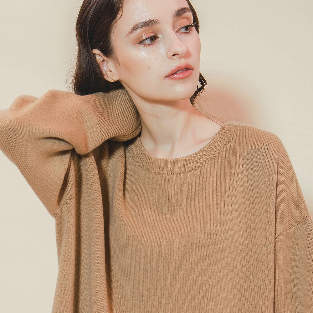 カシミヤ100％ Ｗフェイスクルーネック