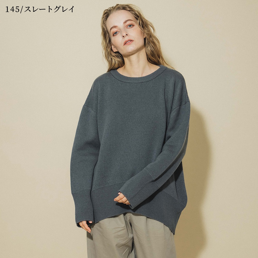 カシミヤ100％ Ｗフェイスクルーネック