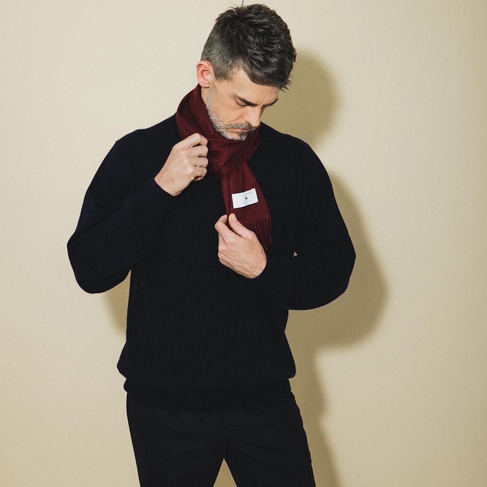 カシミヤ100％ ウェーブミニマフラー