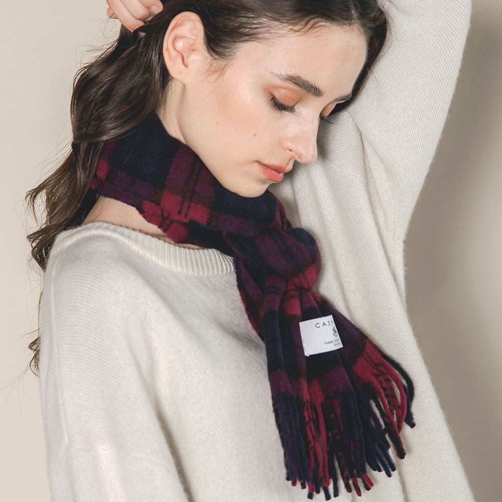 カシミヤ100％ チェックミニマフラー