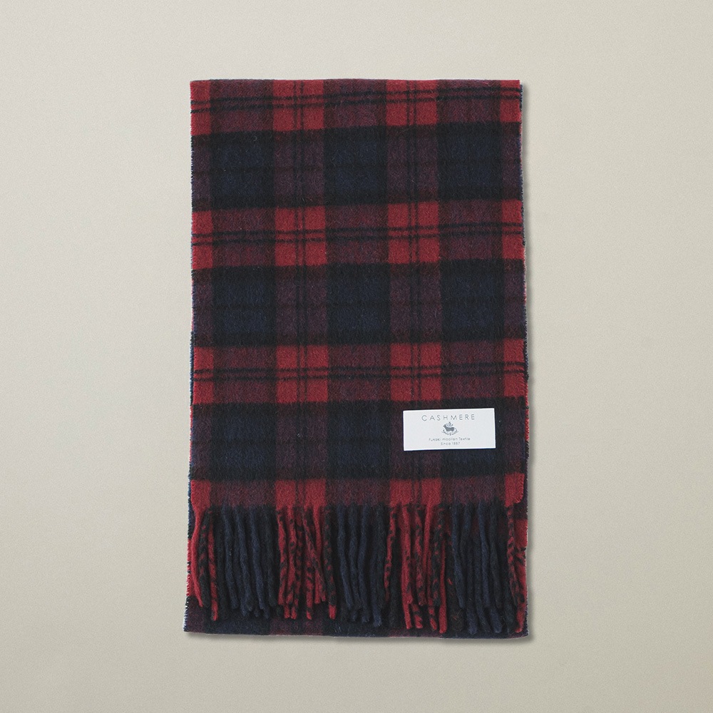 カシミヤ100％ チェックミニマフラー