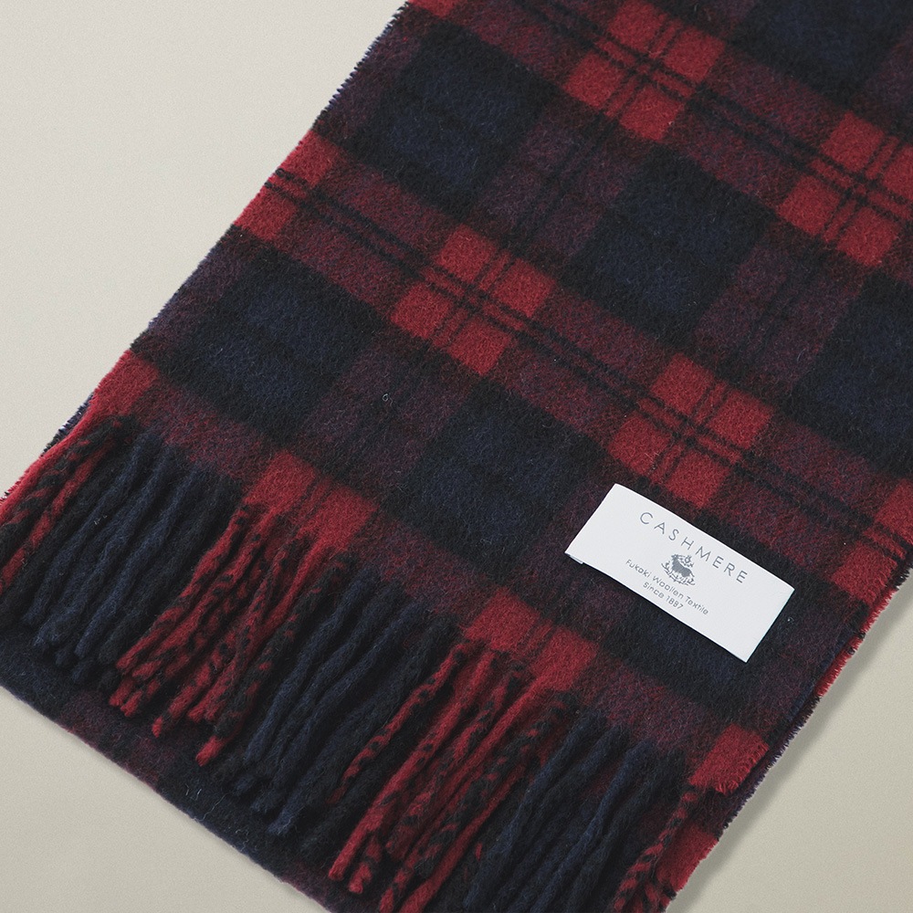 【未使用】ブラックレーベル チェック マフラー カシミヤ 100 レッド カシミヤ100％ チェックミニマフラー | Muffler | FUKAKINET